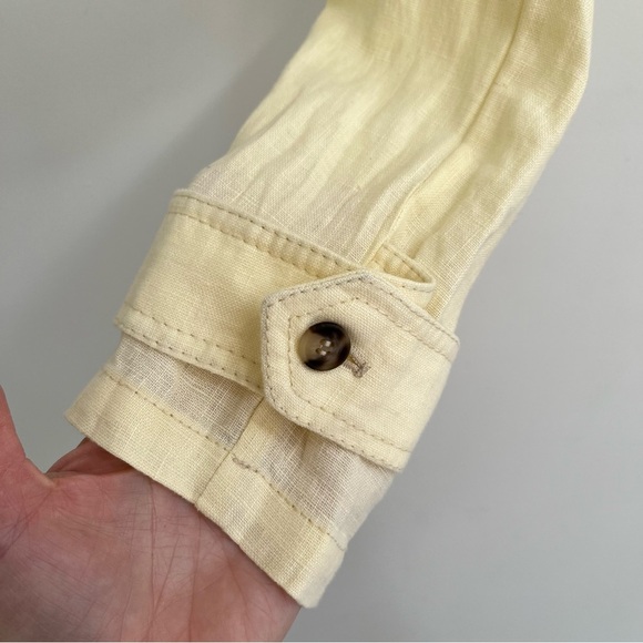 Free People Crossover Back Bennie Linen Double Breasted Blazer Butter Yellow - Picture 6 of 11